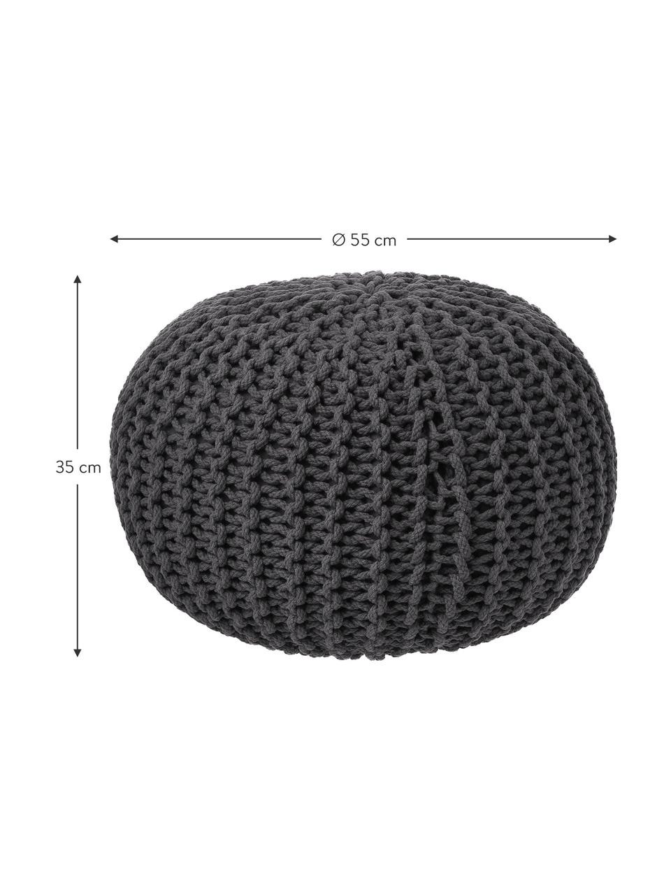Ručně vyrobený pletený puf Dori, Tmavě šedá, Ø 55 cm, V 35 cm
