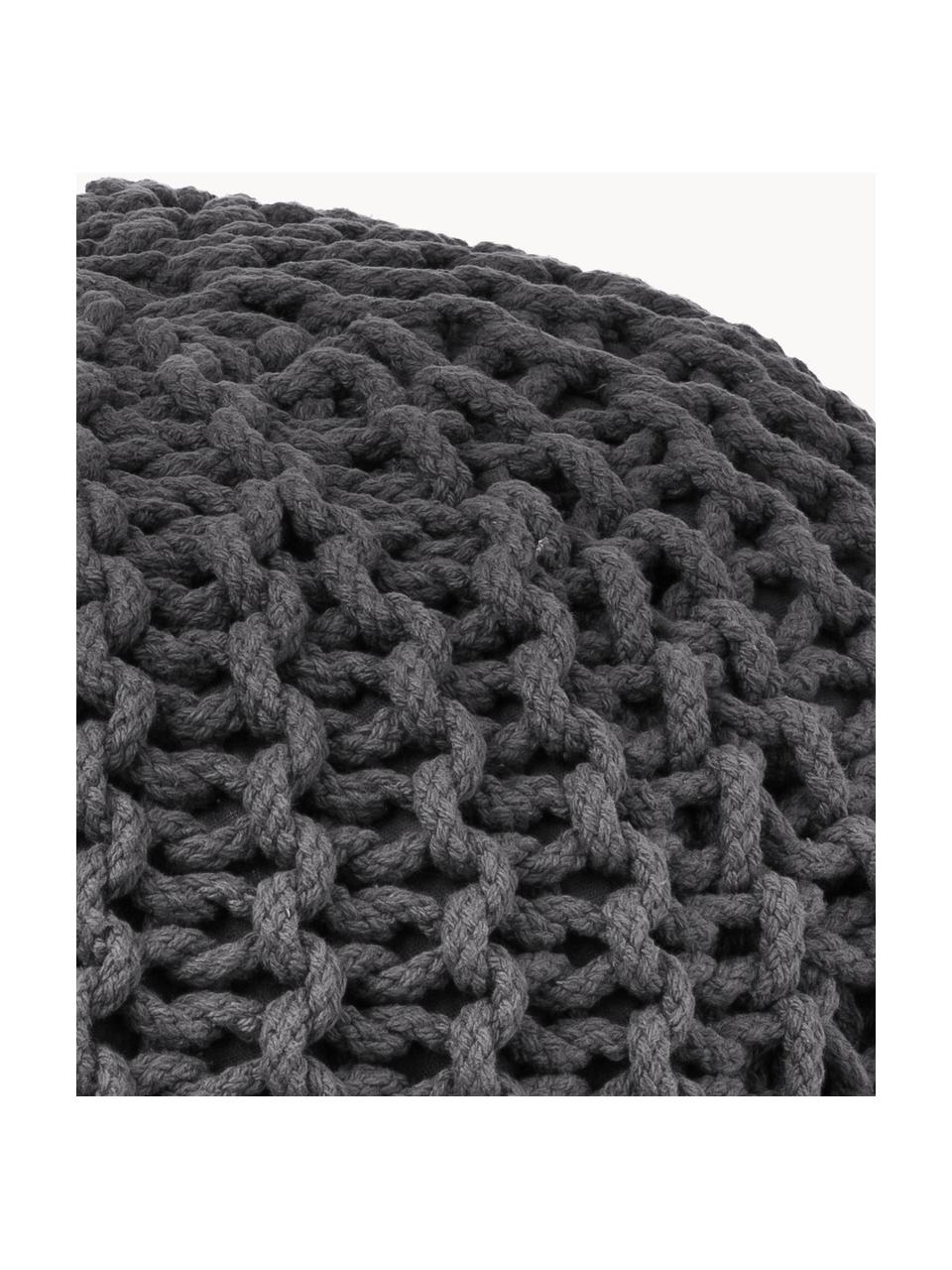 Ručně vyrobený pletený puf Dori, Antracitová, Ø 55 cm, V 35 cm