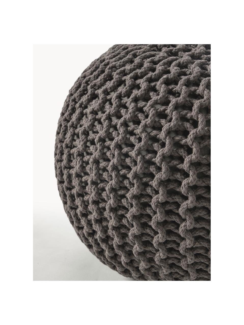 Handgefertigter Strickpouf Dori, Bezug: 100 % Baumwolle, Anthrazit, Ø 55 x H 35 cm