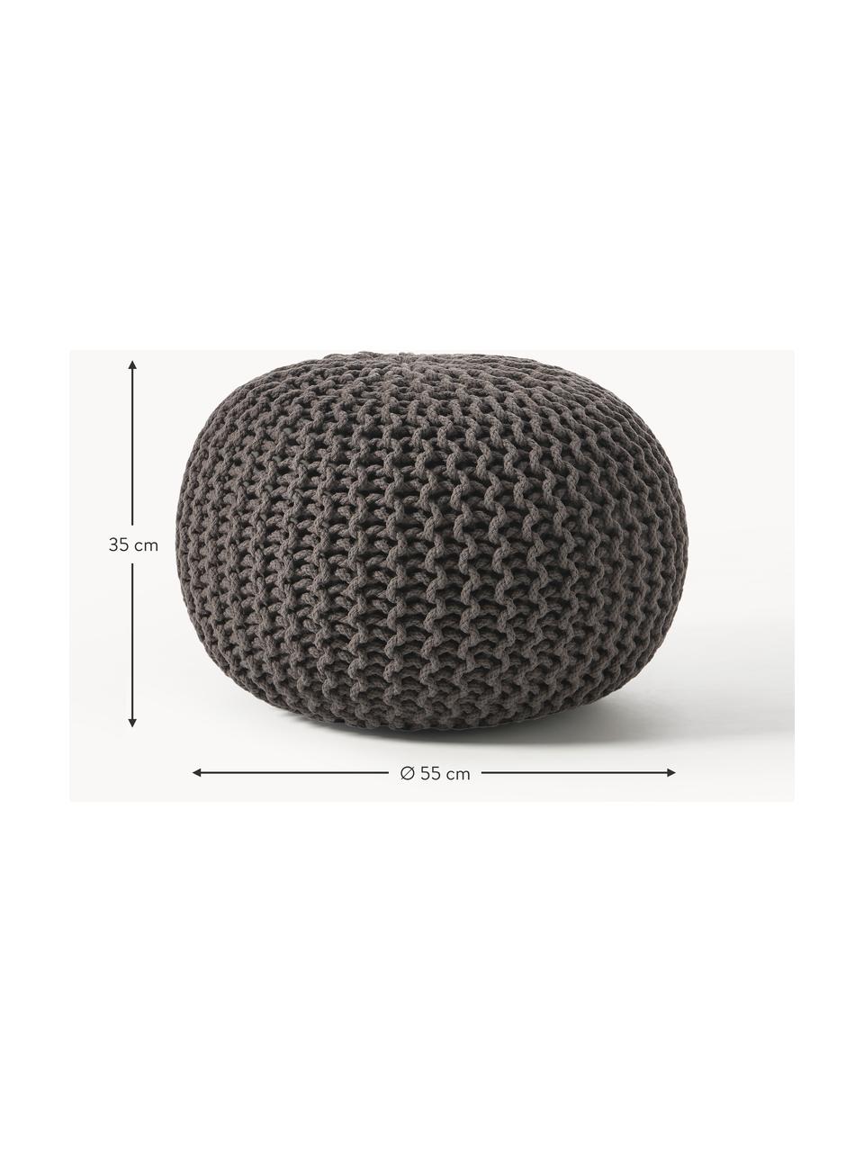 Handgefertigter Strickpouf Dori, Bezug: 100 % Baumwolle, Anthrazit, Ø 55 x H 35 cm