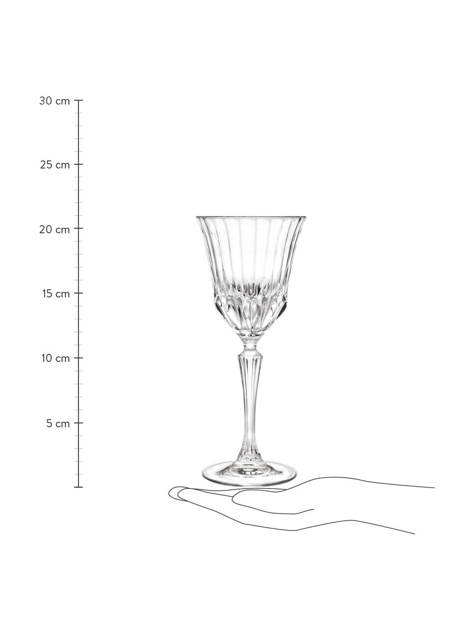 Kristallen wijnglazen Adagio met reliëf, 6 stuks, Kristalglas, Transparant, Ø 9 x H 21 cm, 280 ml