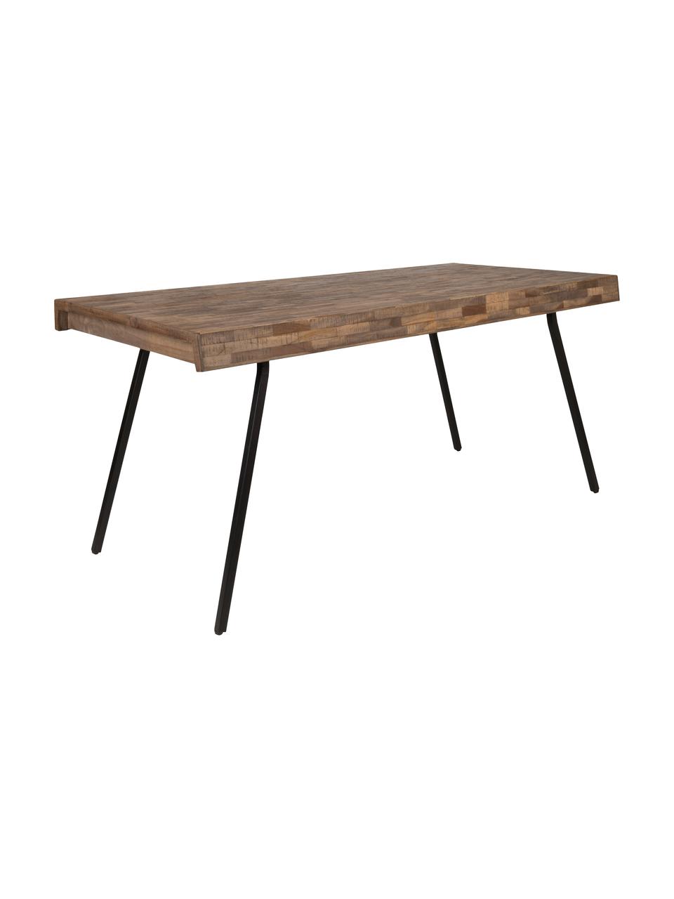 Mesa de comedor Suri, tablero de madera de teca reciclada, Tablero: madera de teca, lacada tr, Patas: acero recubierto de melam, Teca reciclada, An 160 x F 78 cm