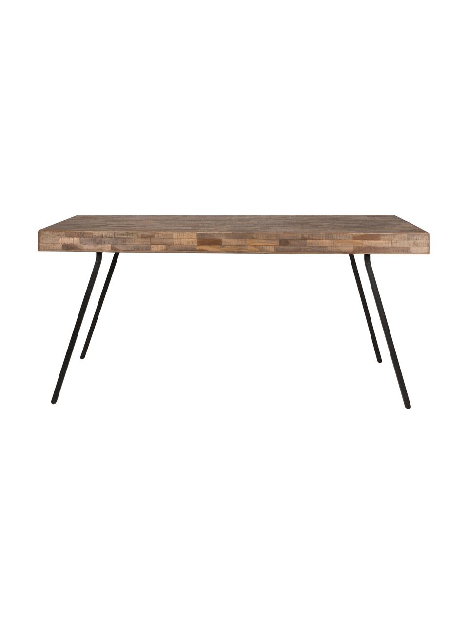 Mesa de comedor Suri, tablero de madera de teca reciclada, Tablero: madera de teca, lacada tr, Patas: acero recubierto de melam, Teca reciclada, An 160 x F 78 cm