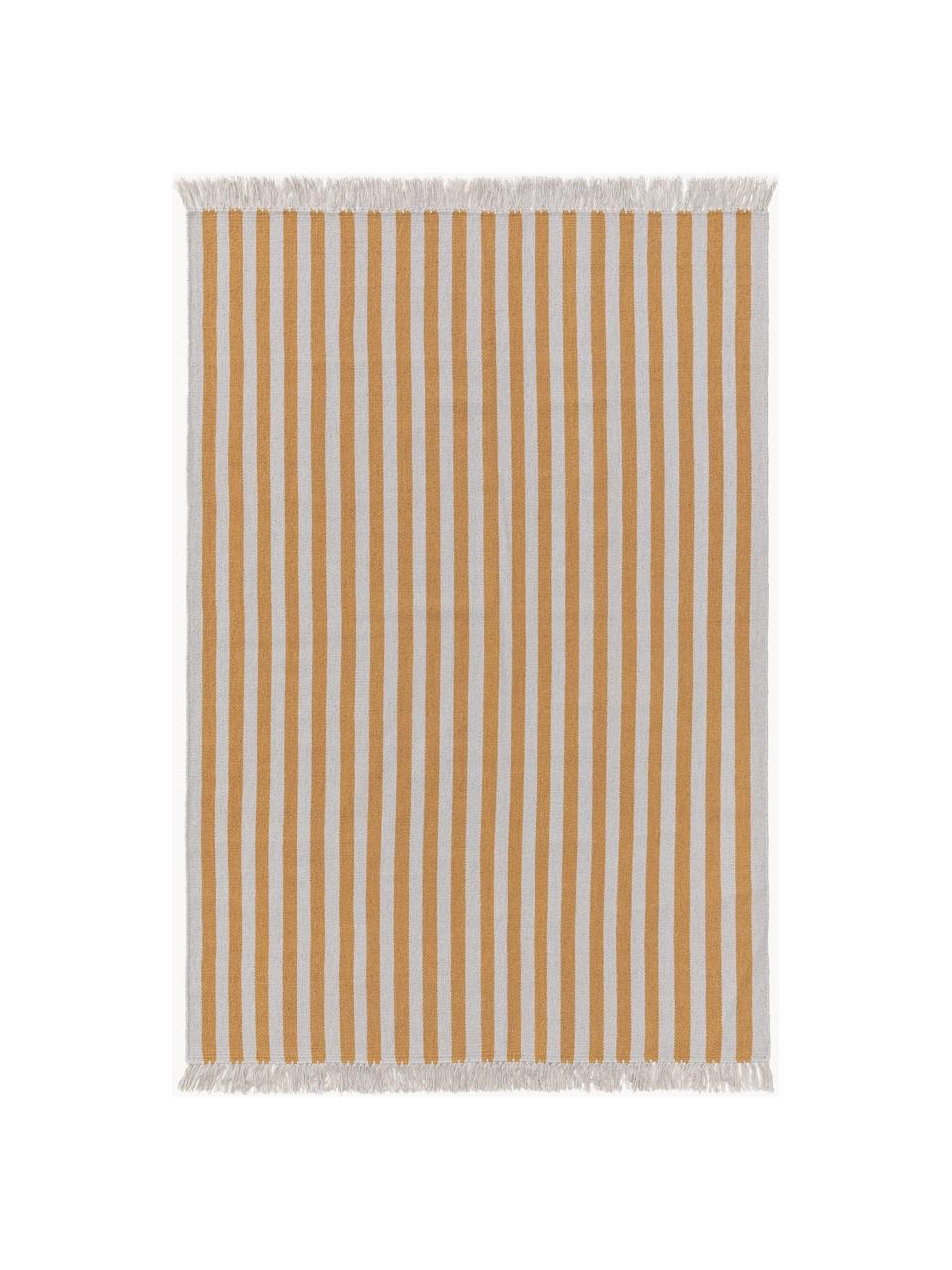 Ręcznie tkany dywan z wełny z frędzlami Gitta, 90% wełna, 10% bawełna

Włókna dywanów wełnianych mogą nieznacznie rozluźniać się w pierwszych tygodniach użytkowania, co ustępuje po pewnym czasie, Jasny szary, słoneczny żółty, S 160 x D 230 cm (Rozmiar M)