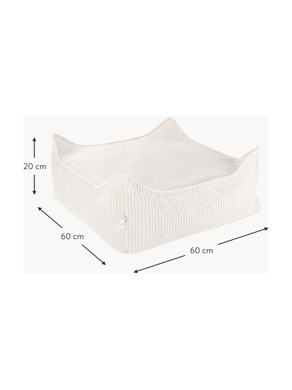 Dětský podlahový polštář z manšestru Sugar, Bílá, Š 60 cm, H 60 cm
