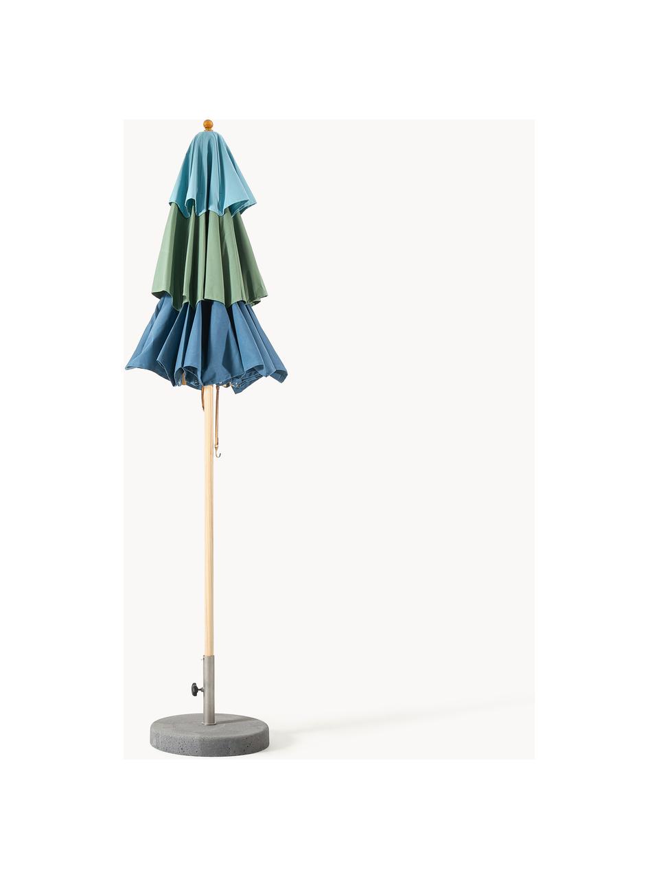 Ręcznie wykonany parasol ogrodowy Classic, różne rozmiary, Odcienie niebieskiego, zielony, jasne drewno naturalne, Ø 210 x 251 cm