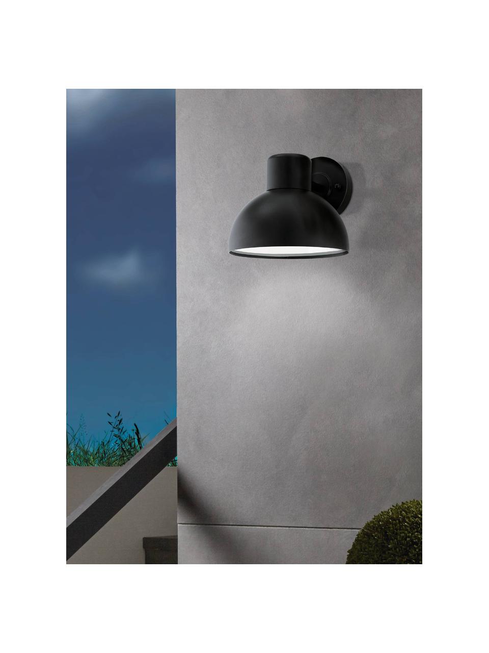 Outdoor wandlamp Entrimo, Lampenkap: verzinkt staal, Diffuser: kunststof, Zwart, B 20 x H 19 cm