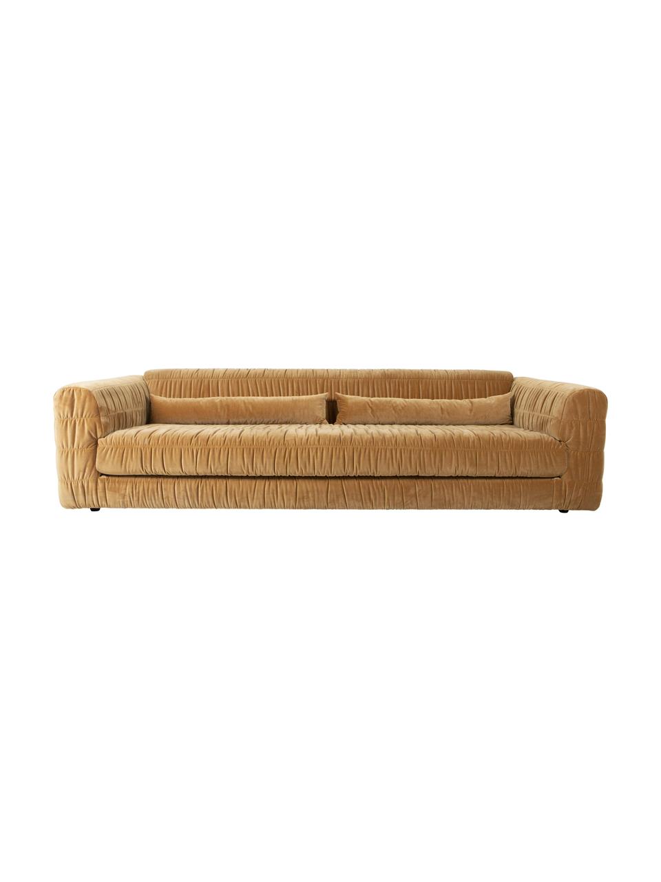 Samt-Sofa Club (3-Sitzer) in Senfgelb, Bezug: Samt (100% Polyester), Samt Senfgelb, B 274 x T 108 cm