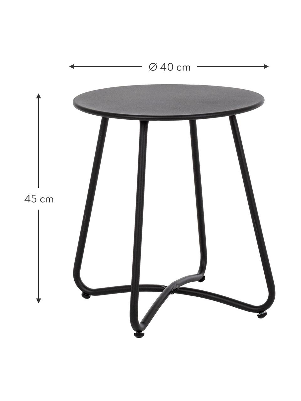 Metalen tuin bijzettafel Wissant in zwart, Gepoedercoat staal, Zwart, Ø 40 x H 45 cm