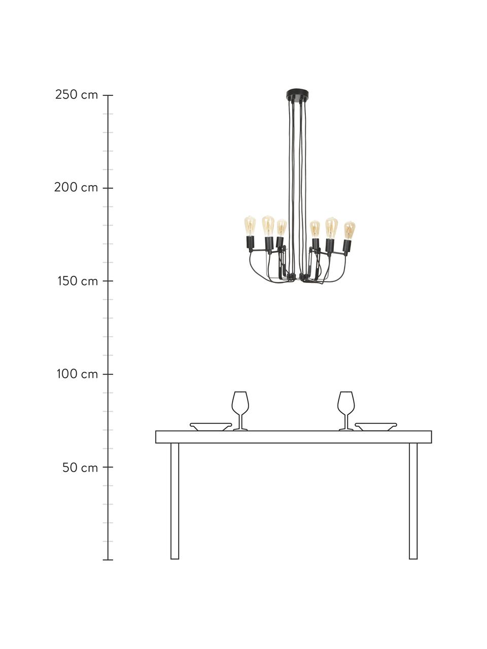 Kronleuchter Seattle im Industrial-Style, Baldachin: Metall, beschichtet, Schwarz, Ø 55 x H 26 cm