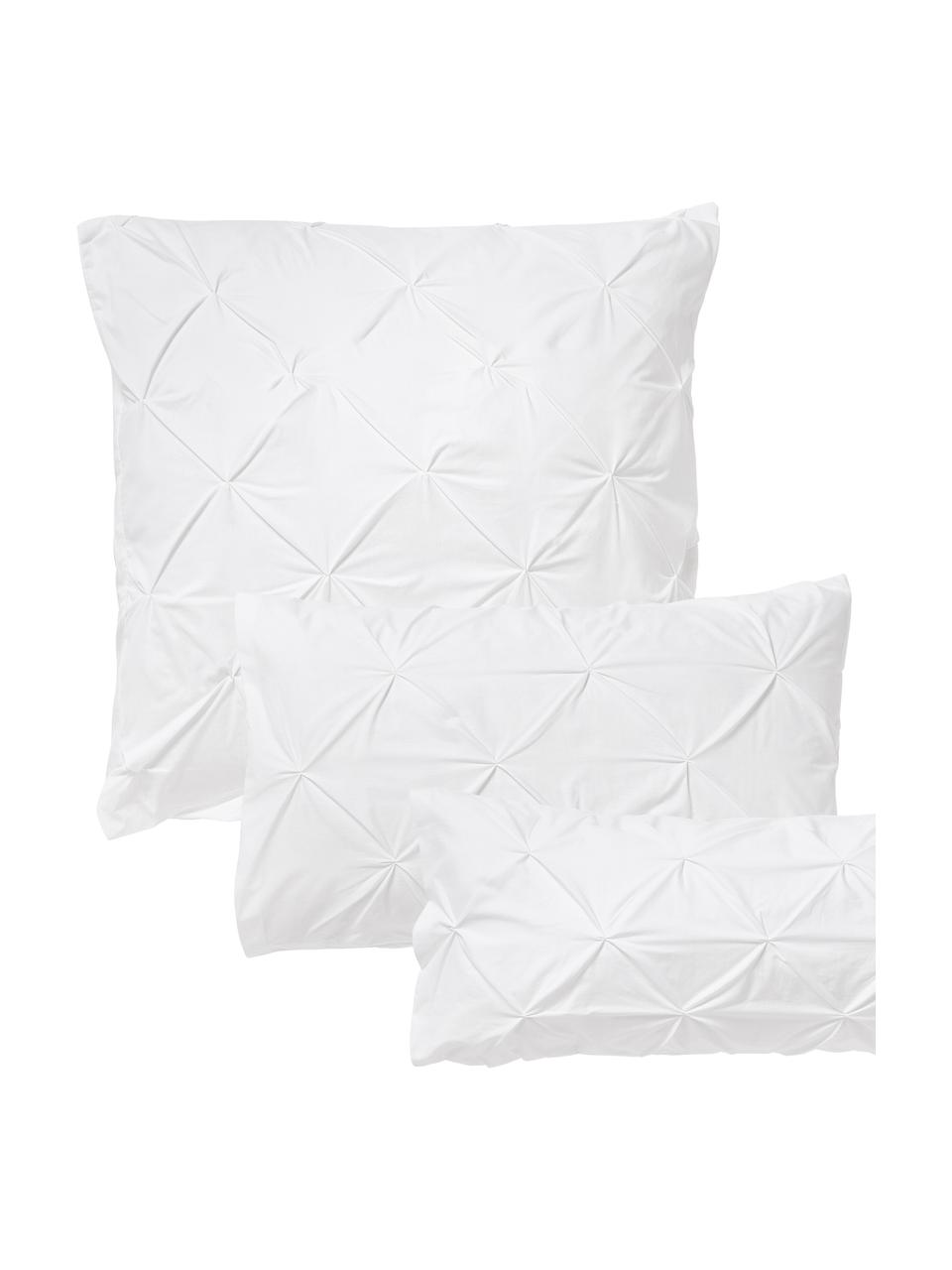 Povlak na polštář z bavlněného perkálu s prošíváním v origami vzhledu Brody, Bílá, Š 40 cm, D 80 cm