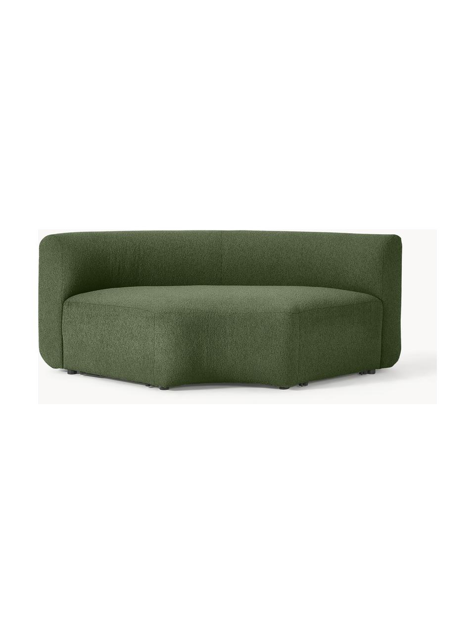 Module d'angle arrondi en tissu bouclé Sofia, Bouclé vert foncé, larg. 138 x prof. 138 cm