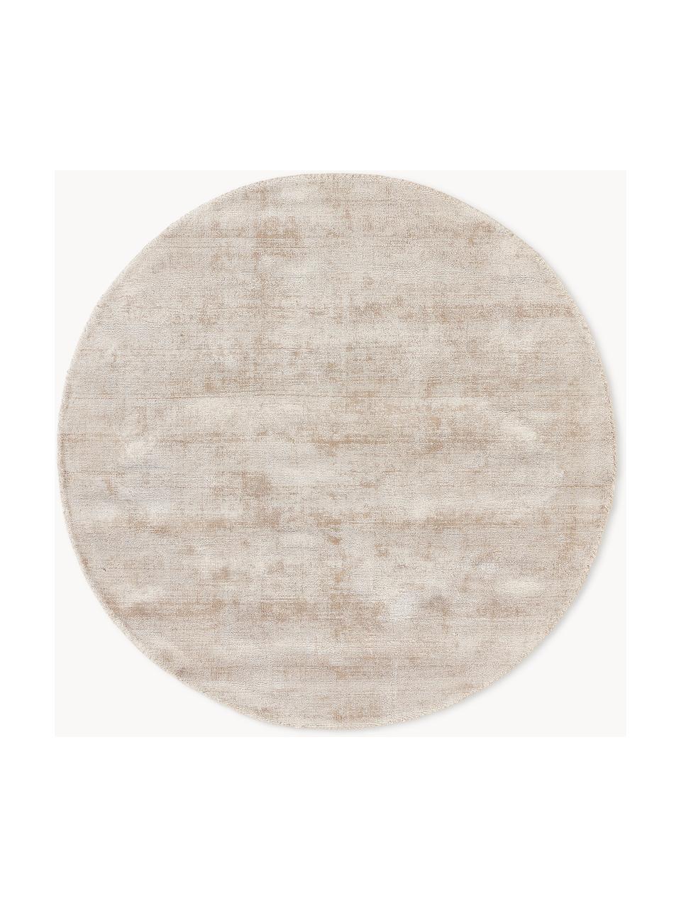 Alfombra redonda artesanal de viscosa Jane, Parte superior: 100% viscosa, Reverso: 100% algodón, Beige claro, Ø 250 cm (Tamaño XL)