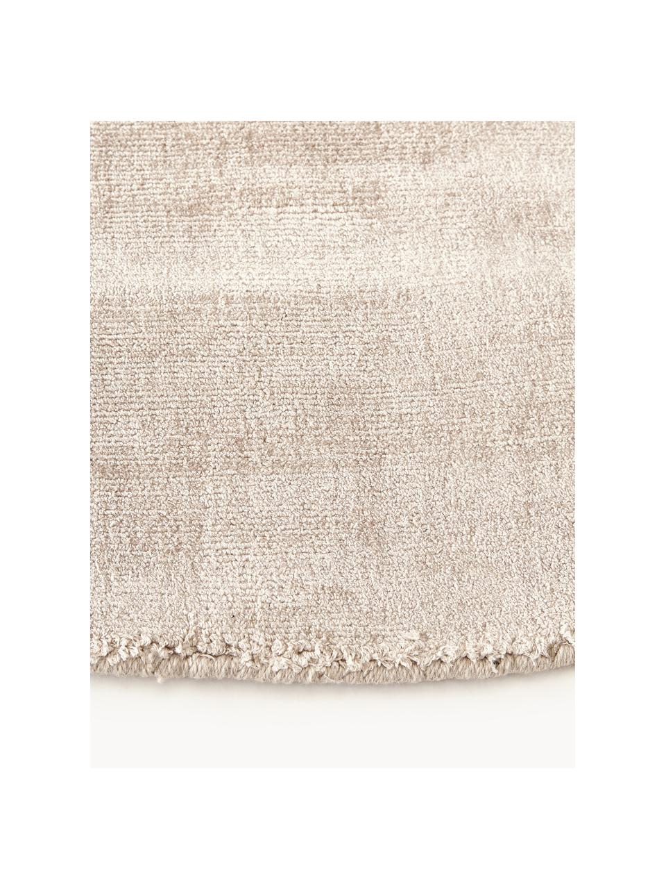 Okrúhly ručne tkaný koberec z viskózy Jane, Svetlobéžová, Ø 250 cm (veľkosť XL)