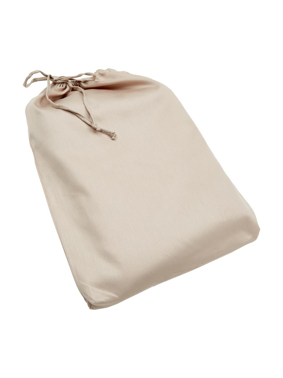 Drap plat en satin de coton taupe Comfort, Taupe, larg. 240 x long. 300 cm