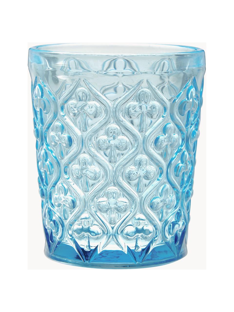 Waterglazen Marrakech met structuurpatroon, set van 6, Glas, Meerkleurig, transparant, Ø 8 x H 10 cm, 240 ml