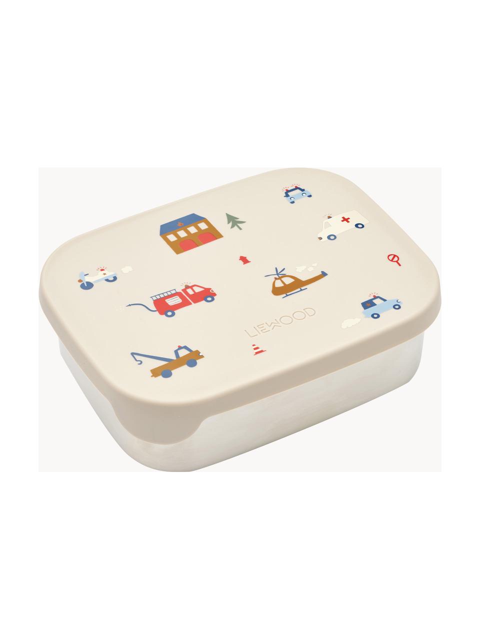Lunchbox Arthur, 18/8 edelstaal, siliconen, Gebroken wit, lichtbeige, B 17 x H 6 cm