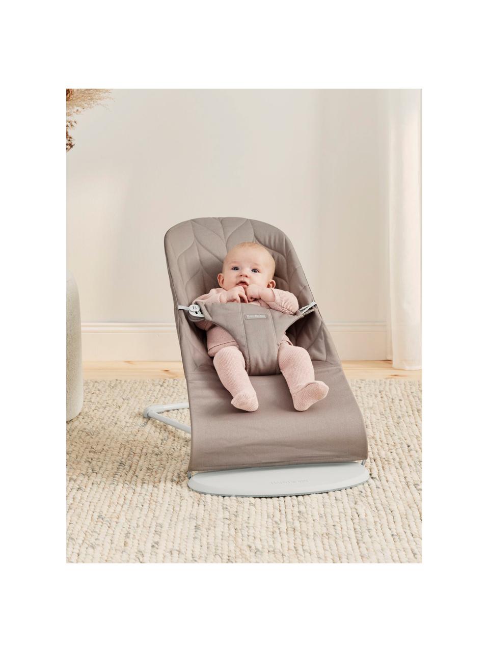 Gesteppte Babywippe Bliss, Bezug: 65 % Polyester (recycelt), Gestell: 79 % Metall, 21 % Kunstst, Greige, B 35 x T 56 cm