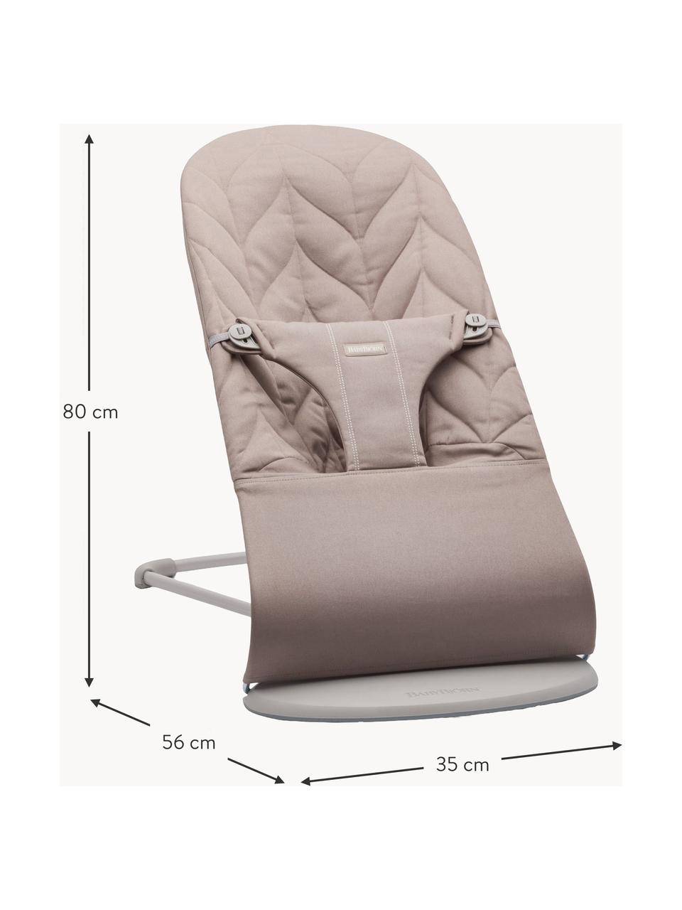 Gesteppte Babywippe Bliss, Bezug: 65 % Polyester (recycelt), Gestell: 79 % Metall, 21 % Kunstst, Greige, B 35 x T 56 cm