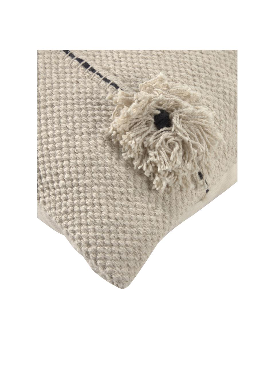 Kissenhülle Belisa mit Struktur-Oberfläche und dekorativen Quasten, 100% Baumwolle, Beige, 45 x 45 cm