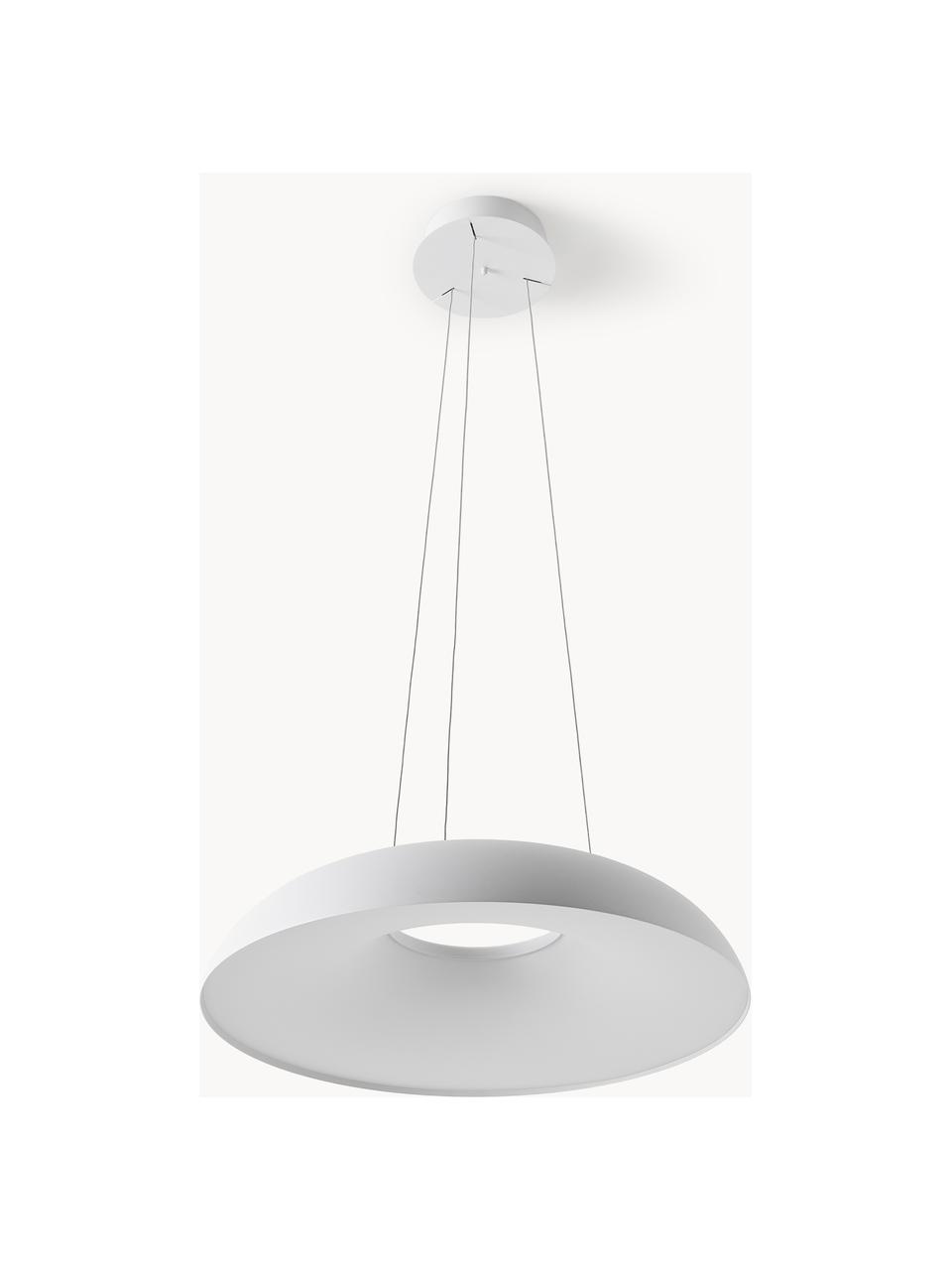 Grote LED hanglamp Maggiolone, dimbaar, Lampenkap: gelakt aluminium, Wit, Ø 60 x H 12 cm
