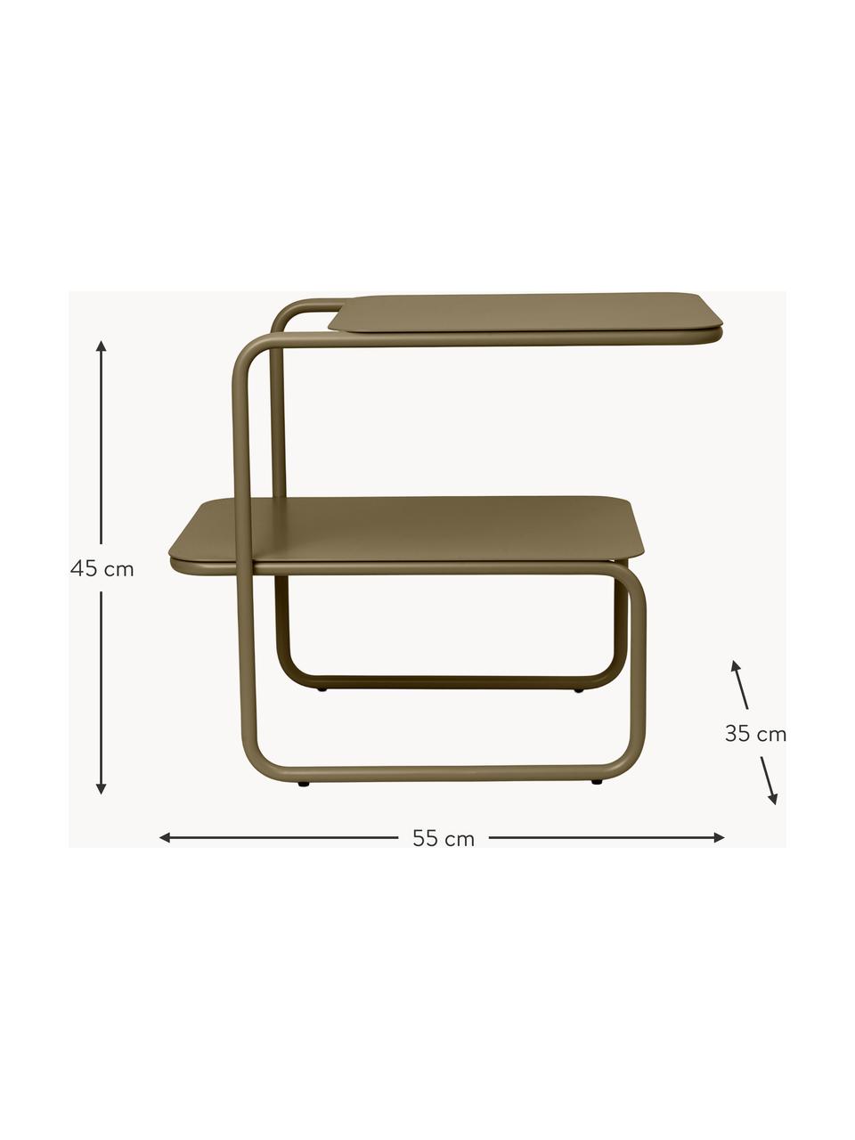 Beistelltisch Level mit zwei Ebenen, Stahl, pulverbeschichtet, Olivgrün, matt, B 55 x H 45 cm