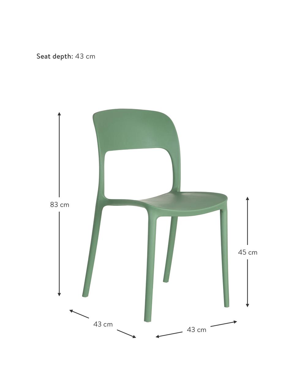 Sedia impilabile in plastica Valeria, Materiale sintetico (PP), Verde menta, Larg. 43 x Prof. 43 cm