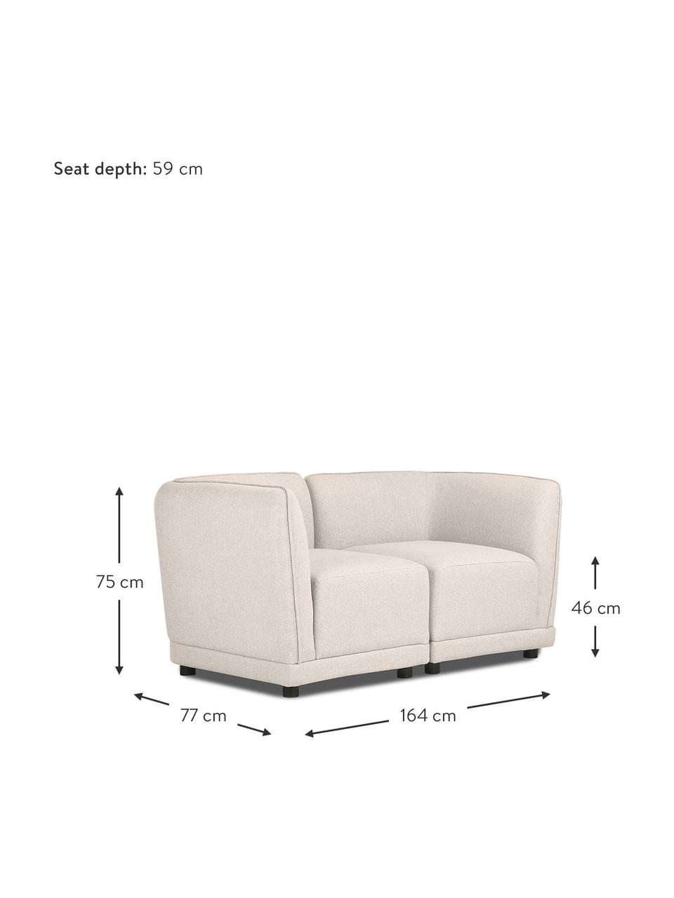 Modulares 2-Sitzer Sofa Ari in Beige, Bezug: 100% Polyester Der hochwe, Gestell: Massivholz, Sperrholz, Webstoff Beige, B 164 x T 77 cm