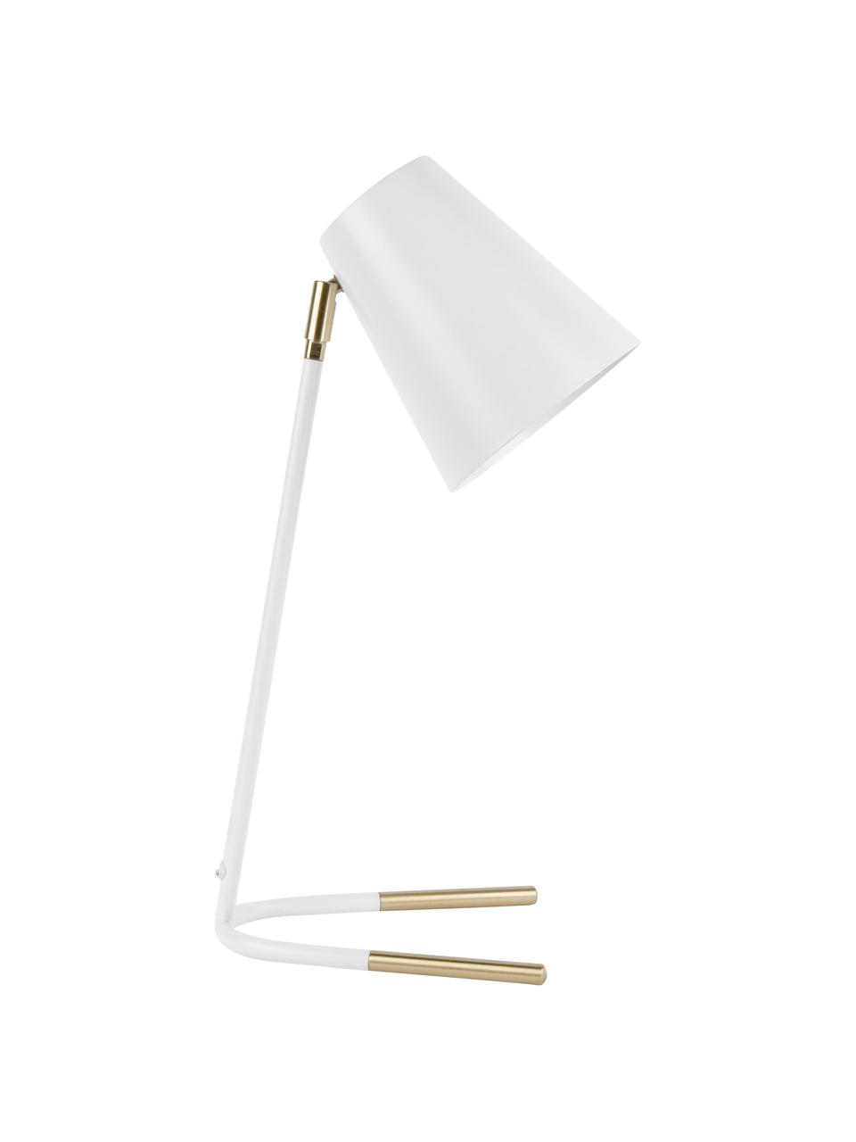 Schreibtischlampe Noble mit Gold-Dekor, Lampenschirm: Metall, beschichtet, Lampenfuß: Metall, beschichtet, Weiß, Goldfarben, 25 x 46 cm