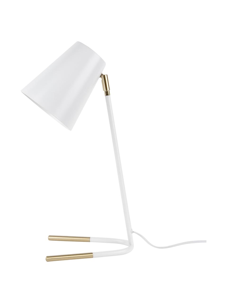 Lampe de bureau Noble, Blanc, doré, larg. 25 x haut. 46 cm