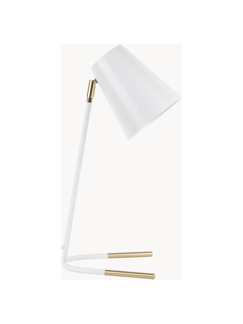 Lampe de bureau Noble, Blanc, doré, larg. 25 x haut. 46 cm