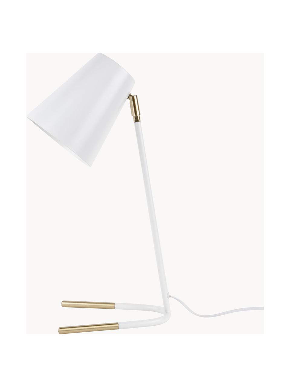Lampada da scrivania Noble, Paralume: metallo rivestito, Bianco, dorato, Larg. 25 x Alt. 46 cm