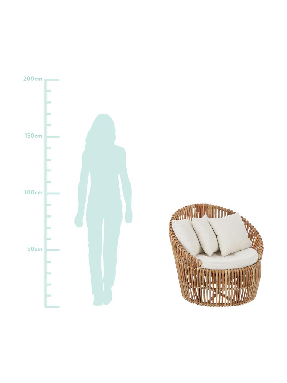 Rattan-Loungesessel Minou mit Polsterung, Gestell: Rattan, Bezug: Polyester, Braun, B 100 x T 80 cm