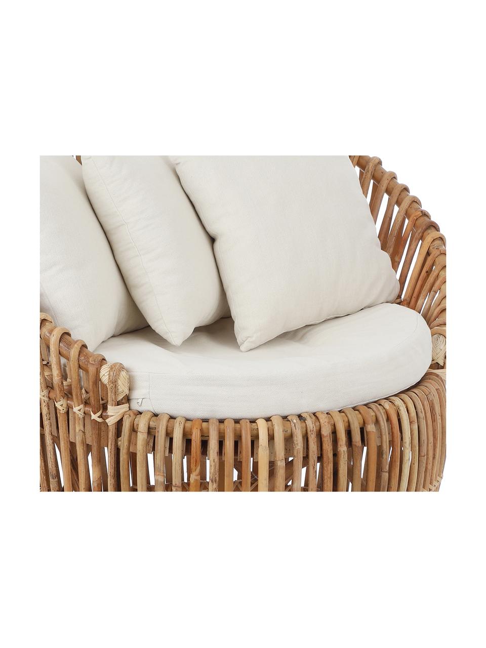 Poltrona da giardino in rattan Minou, Struttura: rattan, Rivestimento: poliestere, Marrone, Larg. 100 x Prof. 80 cm