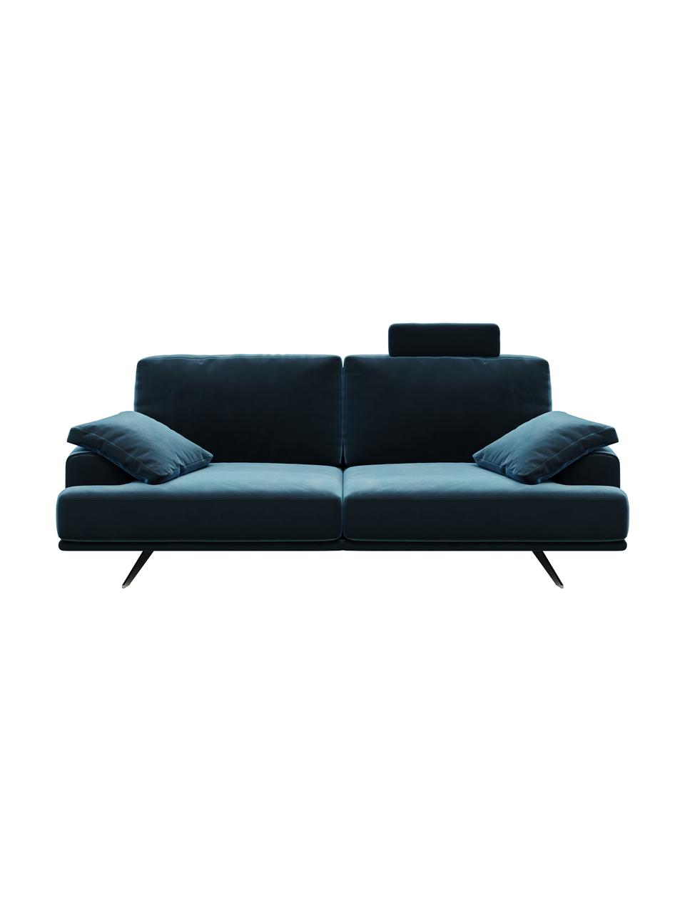 Sofá de terciopelo Prado (2 plazas), Tapizado: 100% terciopelo de poliés, Patas: metal pintado, Azul oscuro, An 220 x F 107 cm