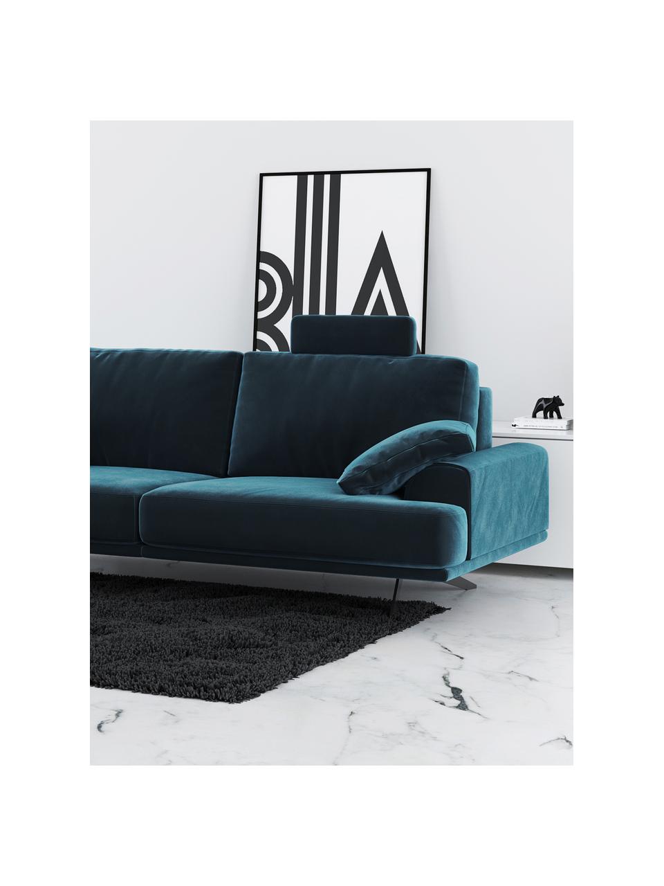 Sofa z aksamitu Prado (2-osobowa), Tapicerka: 100% aksamit poliestrowy,, Nogi: metal lakierowany, Ciemny niebieski, S 220 x G 107 cm