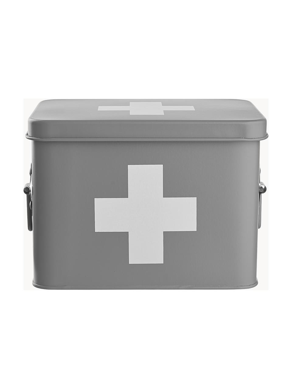 Aufbewahrungsbox Medic, Metall, beschichtet, Grau, Weiss, B 22 x H 16 cm