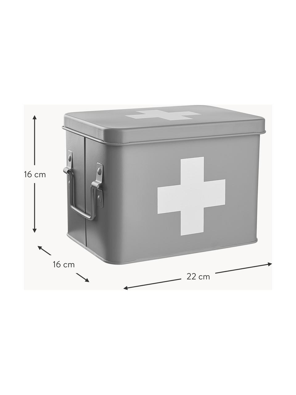 Aufbewahrungsbox Medic, Metall, beschichtet, Grau, Weiß, B 22 x H 16 cm