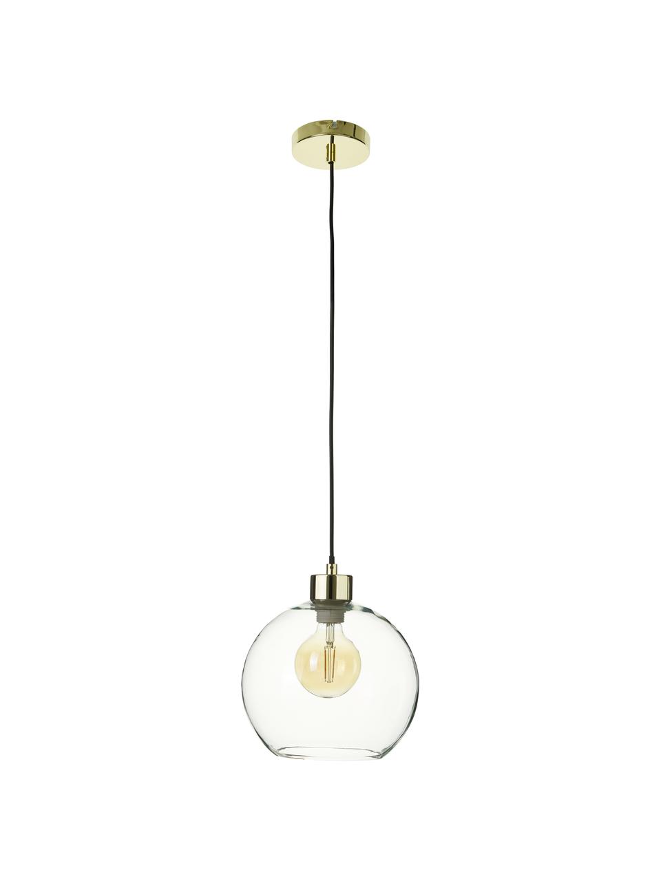 Lampada a sospensione piccola in vetro Irina, Paralume: vetro, Baldacchino: metallo zincato, Dorato, Ø 26 x Alt. 24 cm