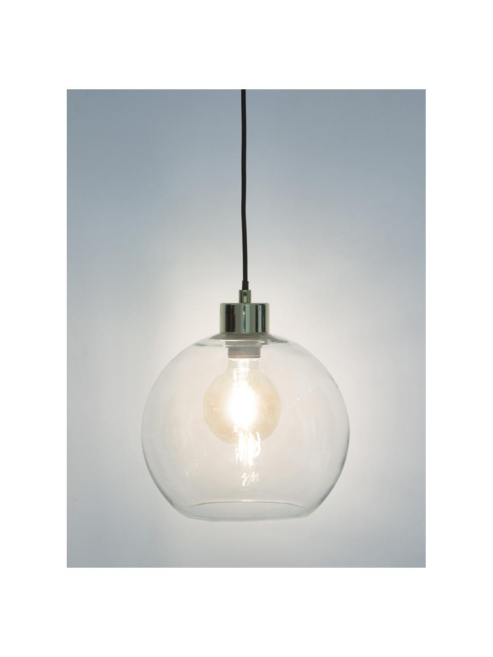 Kleine hanglamp Irina van glas, Lampenkap: glas, Baldakijn: gegalvaniseerd metaal, Decoratie: gegalvaniseerd metaal, Goudkleurig, Ø 24 x H 22 cm