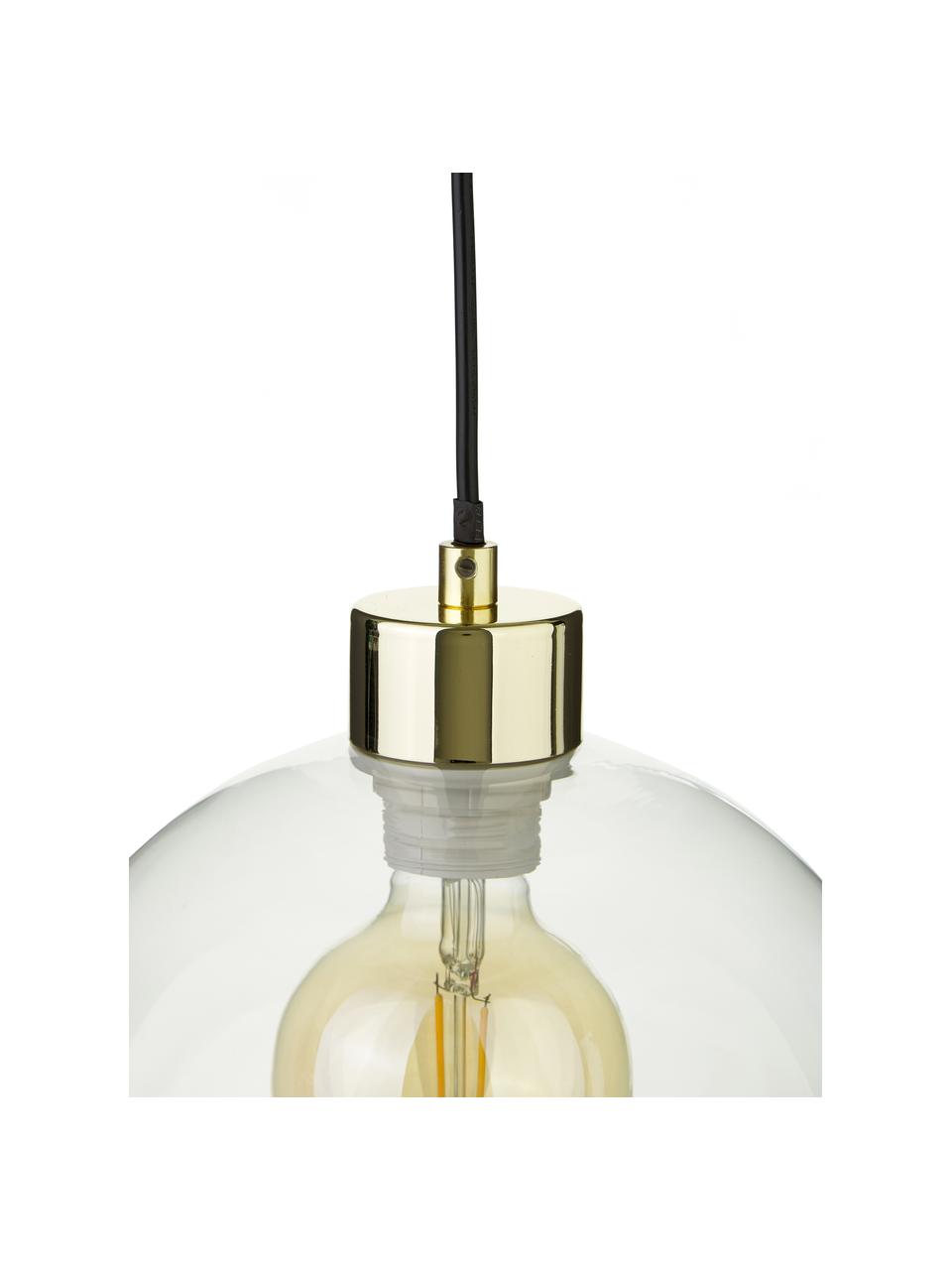 Kleine Pendelleuchte Irina aus Glas, Lampenschirm: Glas, Baldachin: Metall, galvanisiert, Dekor: Metall, galvanisiert, Goldfarben, Ø 26 x H 24 cm