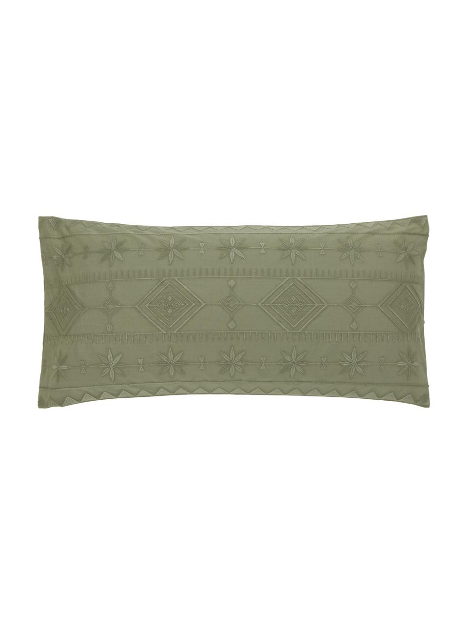 Poszewka na poduszkę z bawełny z haftem Elaine, 2 szt., Zielony, S 40 x D 80 cm
