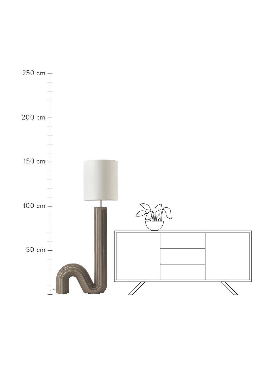 Lampada da terra di design Luomo, Paralume: tessuto di lino, Base della lampada: resina laccata, Bianco, taupe, Ø 40 x Alt. 153 cm