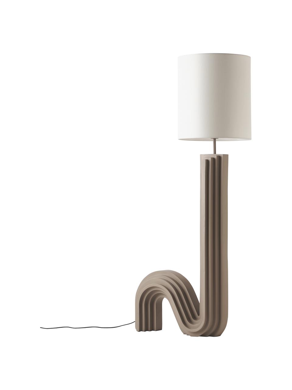 Lampada da terra di design Luomo, Paralume: tessuto di lino, Base della lampada: resina laccata, Bianco, taupe, Ø 40 x Alt. 153 cm