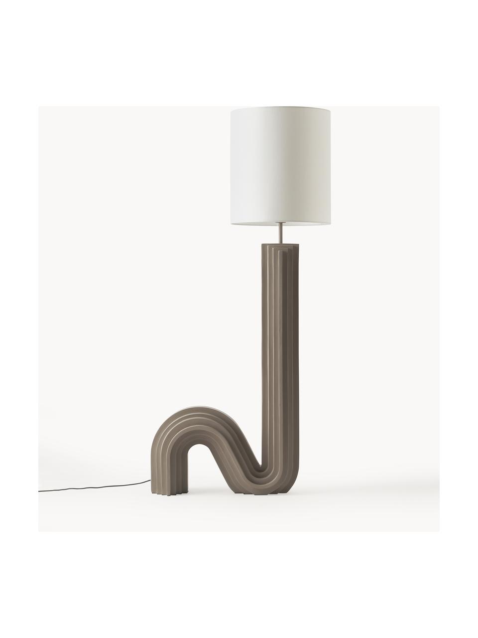 Designová stojací lampa Luomo, Bílá, taupe, Ø 40 cm, V 153 cm