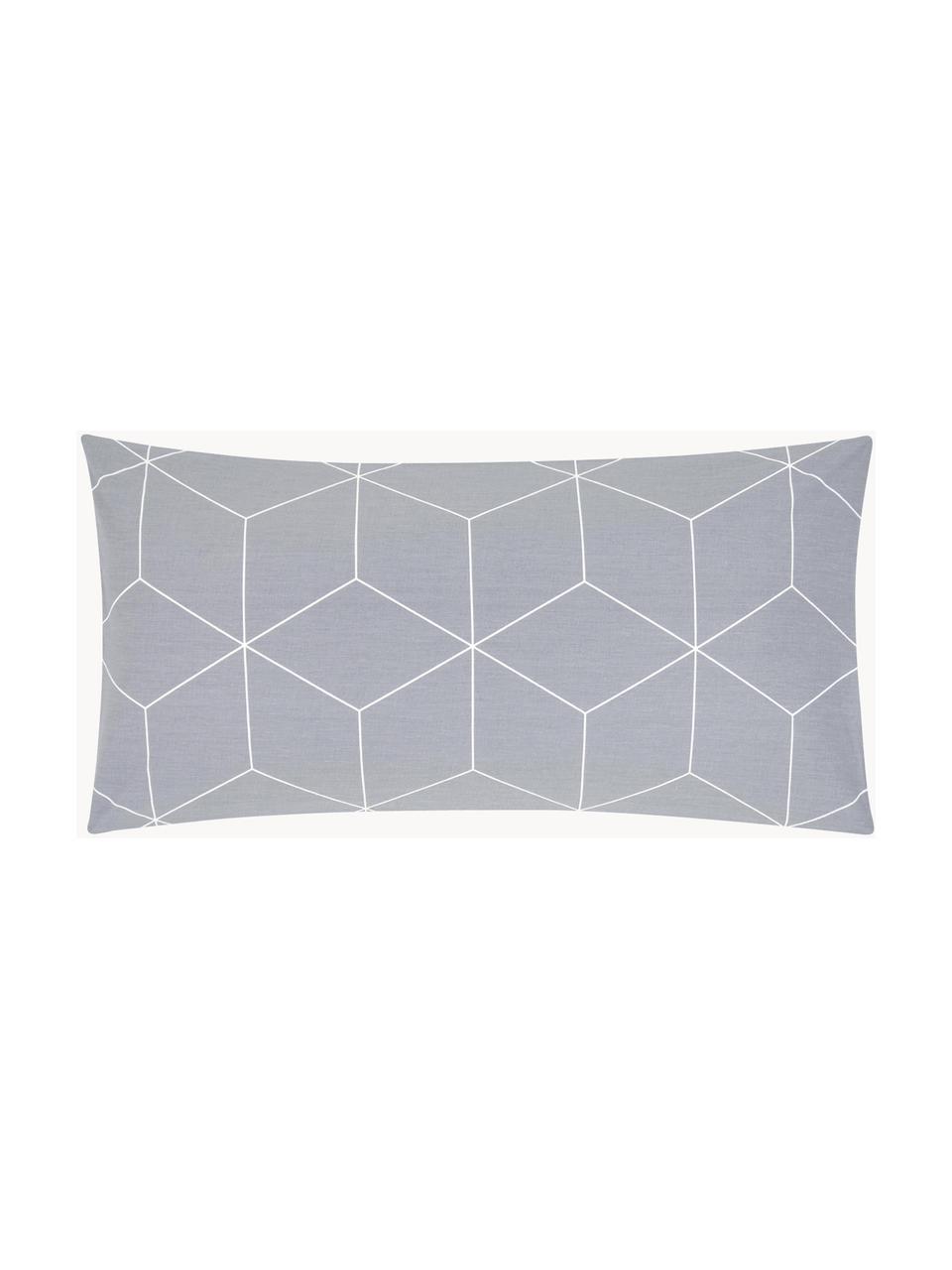 Funda de almohada de algodón Lynn, Gris estampado, An 45 x L 85 cm