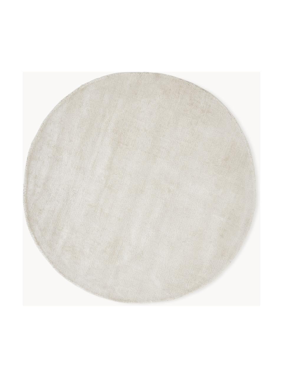 Tappeto rotondo in viscosa fatto a mano Jane, Retro: 100% cotone, Bianco latte, Ø 300 cm (taglia XXL)