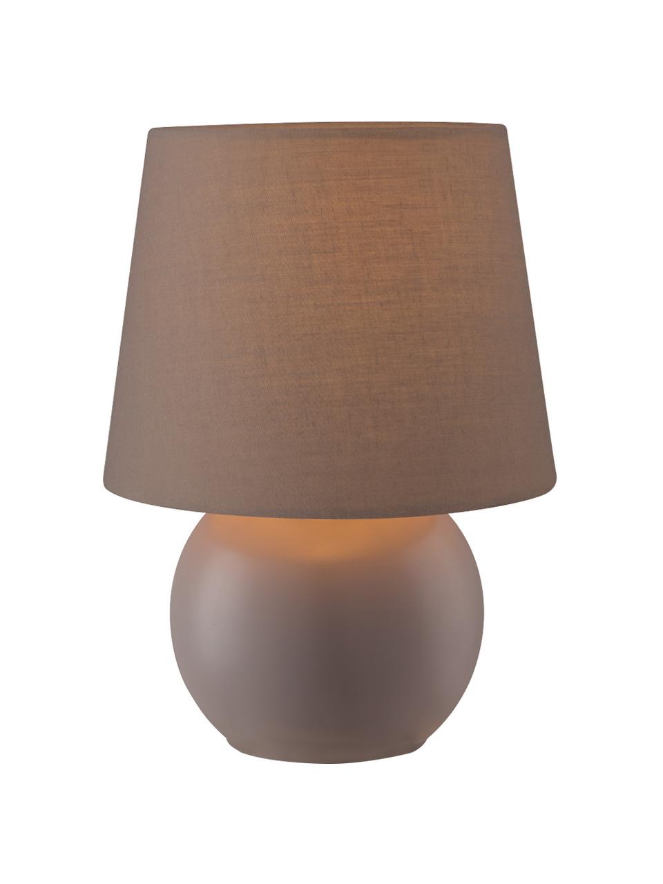 Kleine keramische nachtlampje Isla in bruin, Lampenkap: katoen, Lampvoet: keramiek, Bruin, Ø 16 x H 22 cm