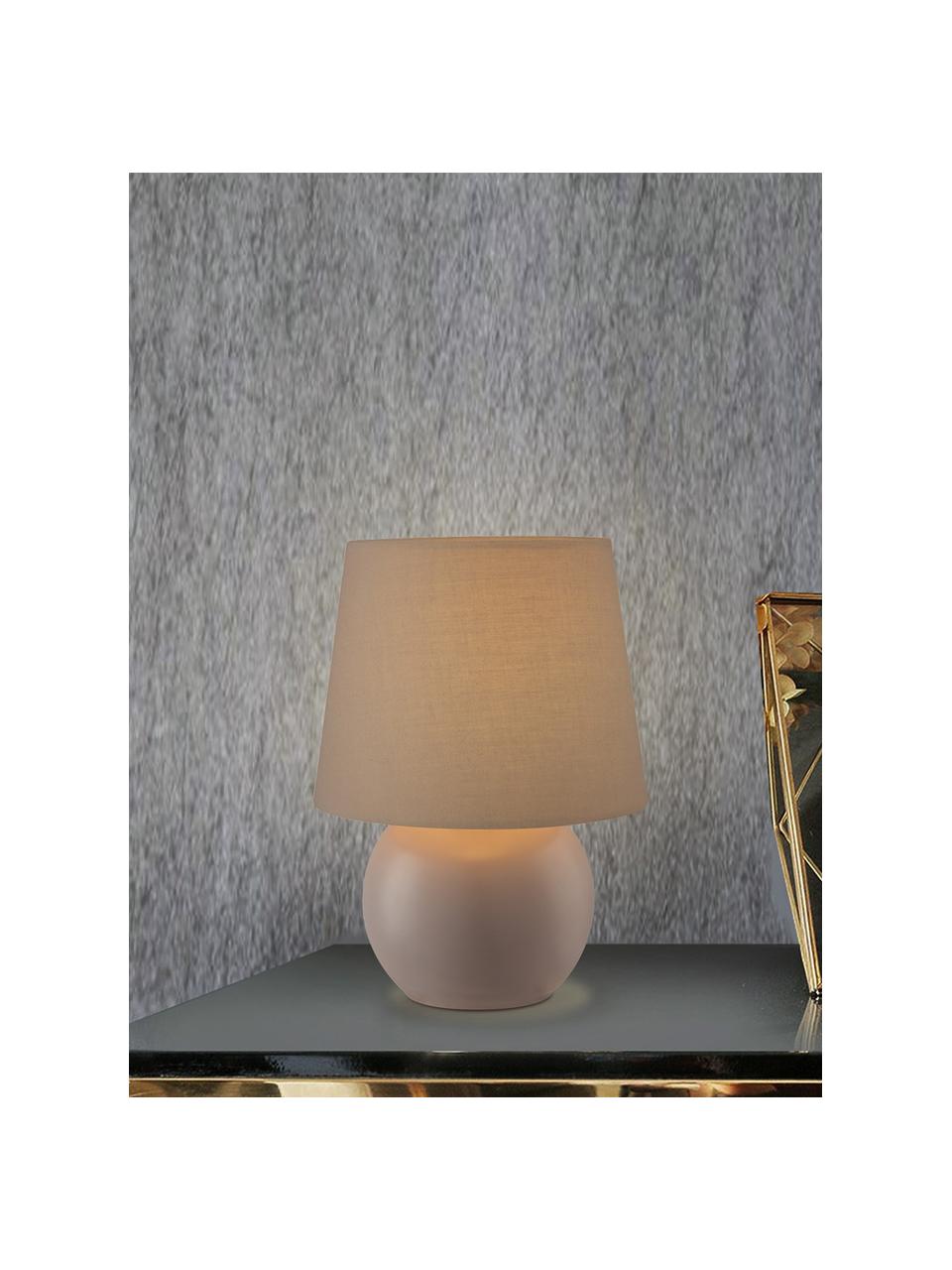 Lámpara de noche pequeña de cerámica Isla, Pantalla: algodón, Cable: plástico, Marrón, Ø 16 x Al 22 cm