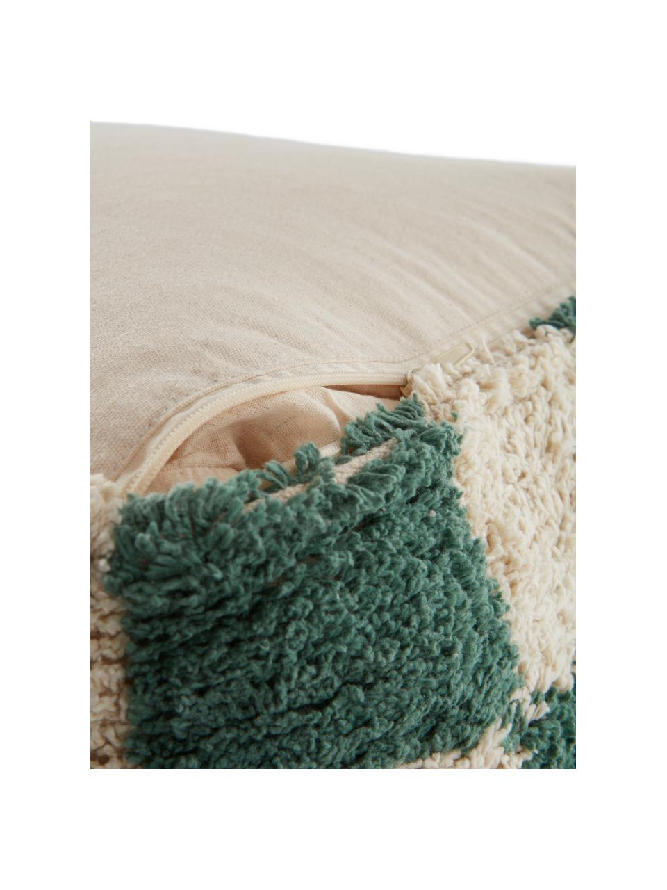 Puf Minden, Tapicerka: 100% bawełna, Ciemny zielony, jasny beżowy, S 40 x W 40 cm